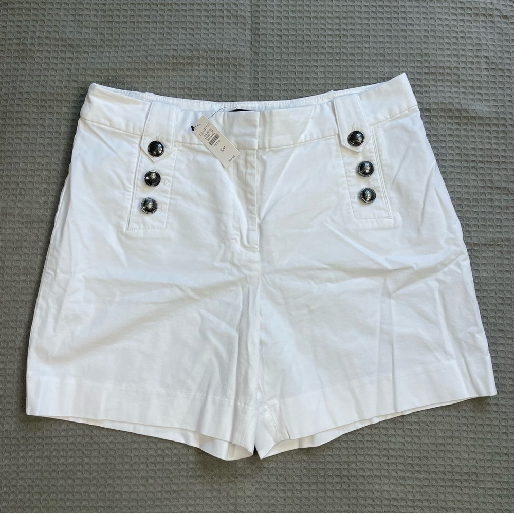 New Talbots Sailor Chino Shorts 10P 10 Petite Stretch Nautical White